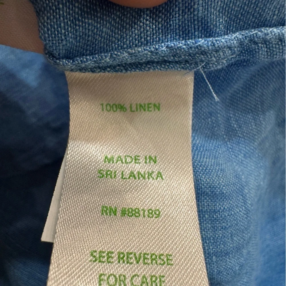 Lilly Pulitzer Blue Casual Button Down Shirt Linen Coastal Beach Resort XXS - Picture 5 of 5